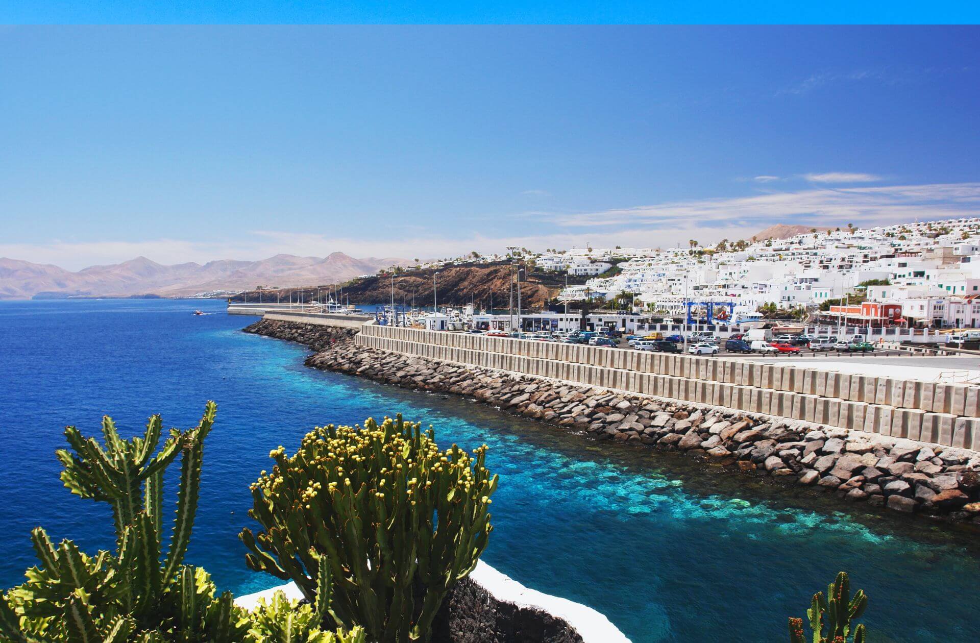 coastline of puerto del carmen lanzarote